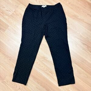 Talbots Stretch Crop Pants Size 8 Women’s Black Polka Dot Pull On Career Preppy